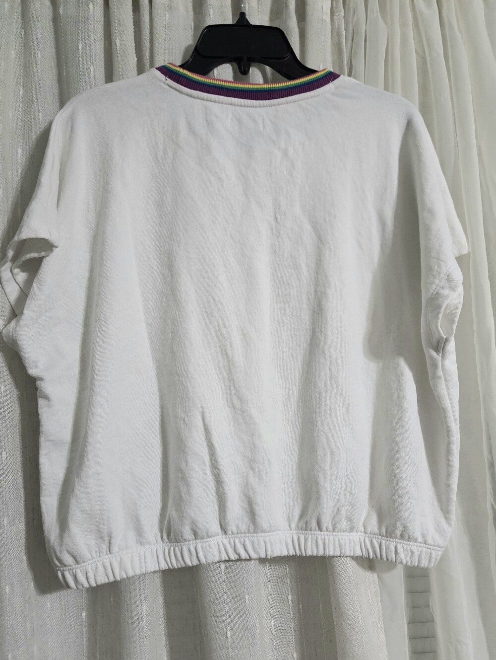 crown & ivy White Pullover with Rainbow Rib Trim - Picture 3 of 4